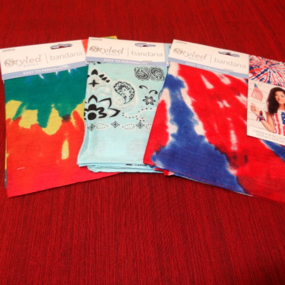 Set of 3 Styled Basics Bandana, 3 Different Patterns